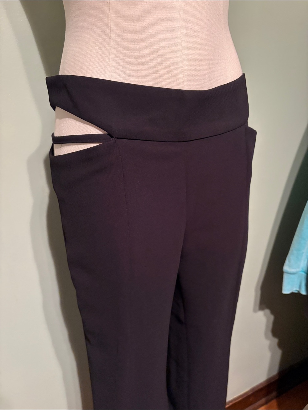 Zara Black Boot-Cut Pants with Side Cutouts